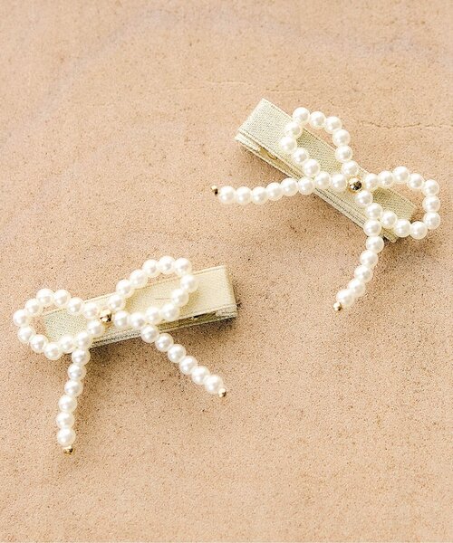 apres les cours(アプレレクール)の「パールリボンヘアクリップセット(その他ヘアアクセサリー・キッズ・アイボリー・FREE)」の6枚目の写真