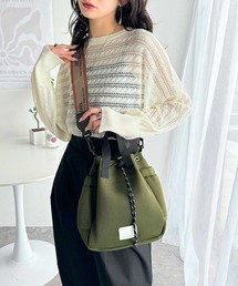 Java（ジャバ）の「《Javaジャバコラボ》スタイリッシュで機能的。メッシュ素材ジャガードテープ２WAY巾着バッグ（ショルダーバッグ）」