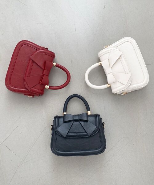 MAJESTIC LEGON（マジェスティックレゴン）の「クラシックリボンバッグ（ハンドバッグ・レディース・レッド/ブラック/アイボリー・FREE）」の6枚目の写真