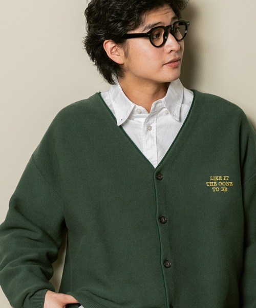 RAGEBLUE(レイジブルー)の「ワンポイント刺繍/レターニットカーディガン(カーディガン/ボレロ・メンズ・イエロー/ネイビー/グリーン/ホワイト・LARGE/MEDIUM)」の3枚目の写真