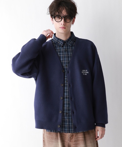 セール】ワンポイント刺繍/レターニットカーディガン（カーディガン