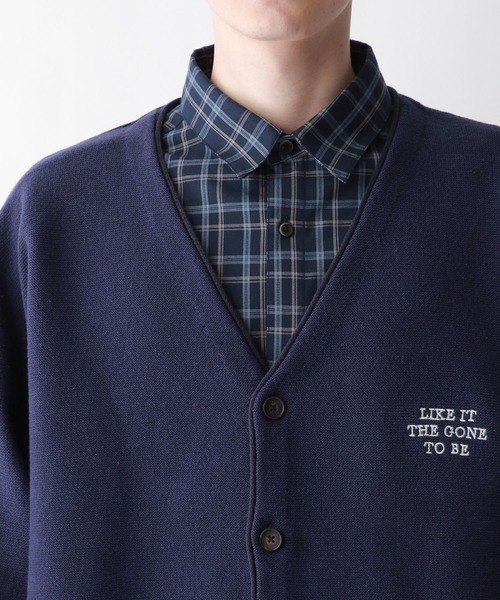 RAGEBLUE(レイジブルー)の「ワンポイント刺繍/レターニットカーディガン(カーディガン/ボレロ・メンズ・イエロー/ネイビー/グリーン/ホワイト・LARGE/MEDIUM)」の8枚目の写真