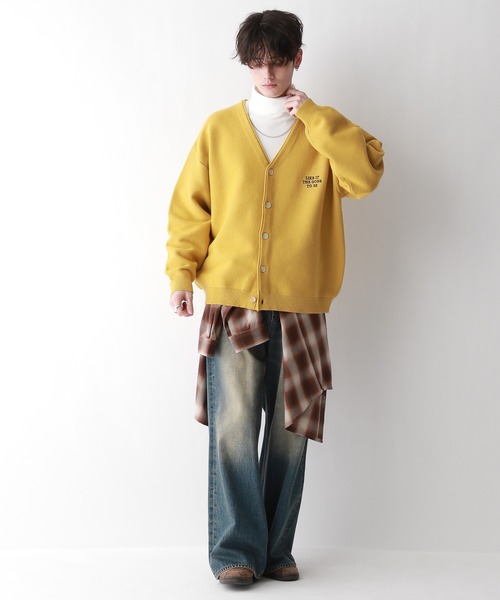 RAGEBLUE(レイジブルー)の「ワンポイント刺繍/レターニットカーディガン(カーディガン/ボレロ・メンズ・イエロー/ネイビー/グリーン/ホワイト・LARGE/MEDIUM)」の19枚目の写真