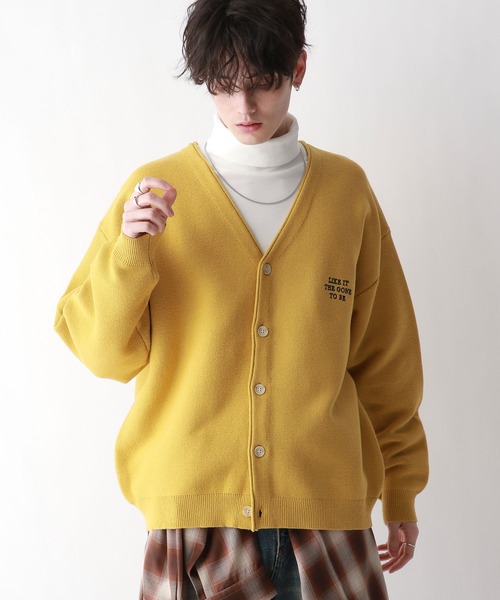 RAGEBLUE(レイジブルー)の「ワンポイント刺繍/レターニットカーディガン(カーディガン/ボレロ・メンズ・イエロー/ネイビー/グリーン/ホワイト・LARGE/MEDIUM)」の21枚目の写真