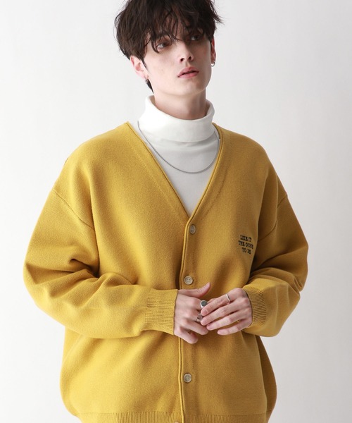 RAGEBLUE(レイジブルー)の「ワンポイント刺繍/レターニットカーディガン(カーディガン/ボレロ・メンズ・イエロー/ネイビー/グリーン/ホワイト・LARGE/MEDIUM)」の22枚目の写真