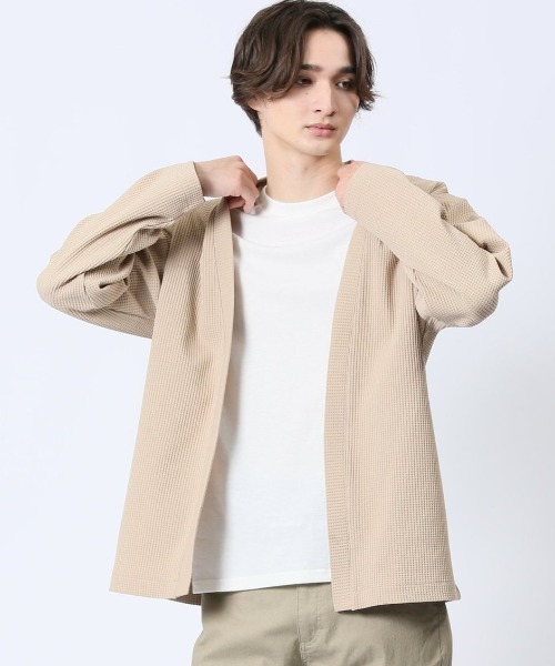m.f.editorial(エムエフエディトリアル)の「アンサンブル 2枚 セット メンズ 着流し カーディガン & 半袖 Tシャツ(アンサンブル・メンズ・ネイビー/ベージュ・LARGE/MEDIUM/X-LARGE)」の1枚目の写真