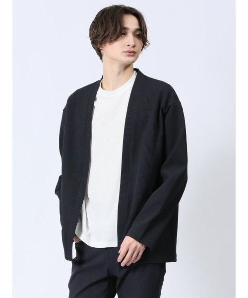 m.f.editorial(エムエフエディトリアル)の「アンサンブル 2枚 セット メンズ 着流し カーディガン & 半袖 Tシャツ(アンサンブル・メンズ・ネイビー/ベージュ・LARGE/MEDIUM/X-LARGE)」の2枚目の写真