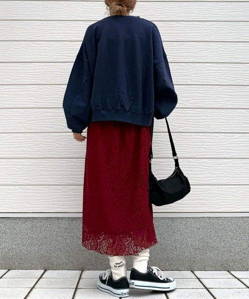 Q（キュー）の「裏毛09プリントトレーナー（スウェット・レディース・ライトブルー/ラベンダー/ネイビー・MEDIUM）」の9枚目の写真