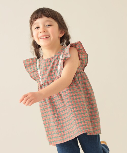BEAMS mini（ビームスミニ）の「チェック フリル ブラウス 2025SS（90～150cm）（シャツ/ブラウス・キッズ・ピンク/イエロー・90/100/110/120/130/140/150）」の18枚目の写真