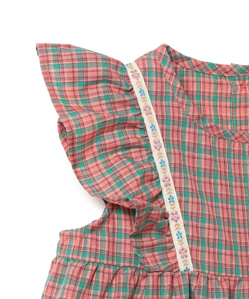 BEAMS mini（ビームスミニ）の「チェック フリル ブラウス 2025SS（90～150cm）（シャツ/ブラウス・キッズ・ピンク/イエロー・90/100/110/120/130/140/150）」の3枚目の写真