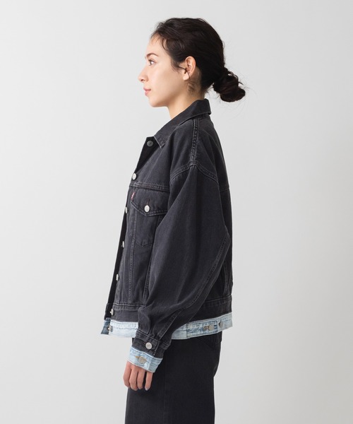 90s イタリア製 リーバイスレザートラッカージャケット Levi's ブラック 90s イタリア製 リーバイスレザートラッカージャケット Levi's ブラック