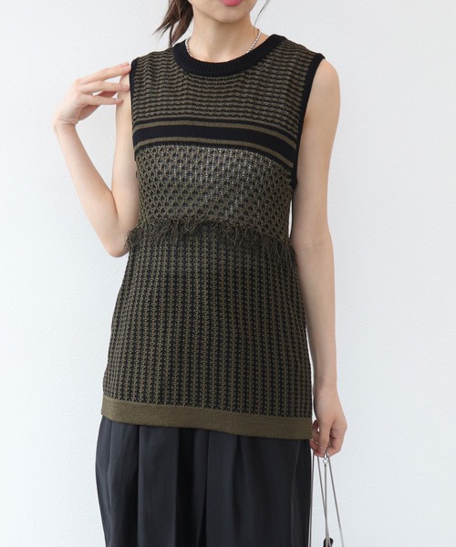 ニット セーター 「CHIGNON/シニヨン」柄ジャガード編ノースリニットプルオーバー レディース セール】【CHIGNON/シニヨン】柄ジャガード編ノースリニットプル