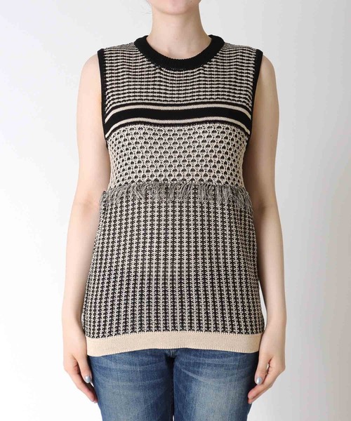 TITE IN THE STORE（ティテ　インザ　ストア）の「【CHIGNON/シニヨン】柄ジャガード編ノースリニットプルオーバー（ニット/セーター・レディース・カーキ・38）」の5枚目の写真
