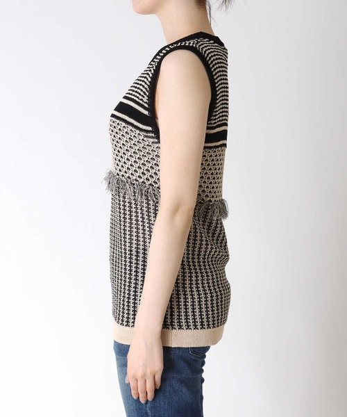 TITE IN THE STORE（ティテ　インザ　ストア）の「【CHIGNON/シニヨン】柄ジャガード編ノースリニットプルオーバー（ニット/セーター・レディース・カーキ・38）」の6枚目の写真