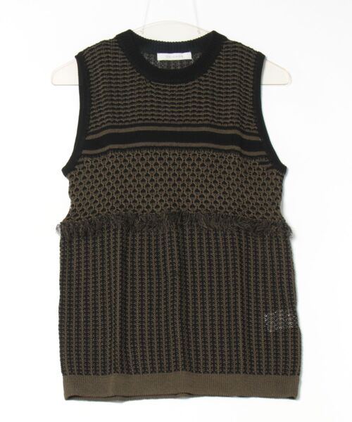 TITE IN THE STORE（ティテ　インザ　ストア）の「【CHIGNON/シニヨン】柄ジャガード編ノースリニットプルオーバー（ニット/セーター・レディース・カーキ・38）」の15枚目の写真