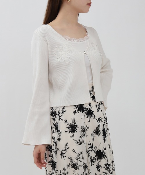 ASTORIA ODIER(アストリアオディール)の「パール装飾リボン刺繍カーディガン(カーディガン/ボレロ・レディース・ホワイト/グリーン/ラベンダー・MEDIUM)」の20枚目の写真