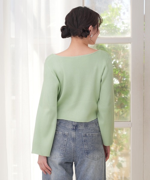 ASTORIA ODIER(アストリアオディール)の「パール装飾リボン刺繍カーディガン(カーディガン/ボレロ・レディース・ホワイト/グリーン/ラベンダー・MEDIUM)」の7枚目の写真