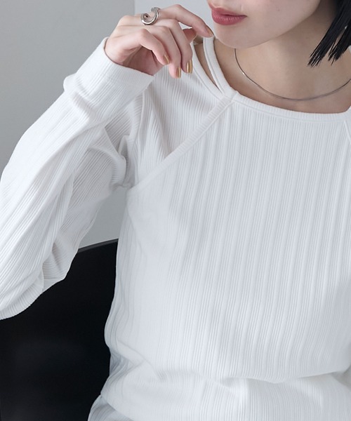 tシャツ ホルターネックレイヤードリブTOP レディース セール】【forksy.】ホルターネック リブ レイヤードトップス（T