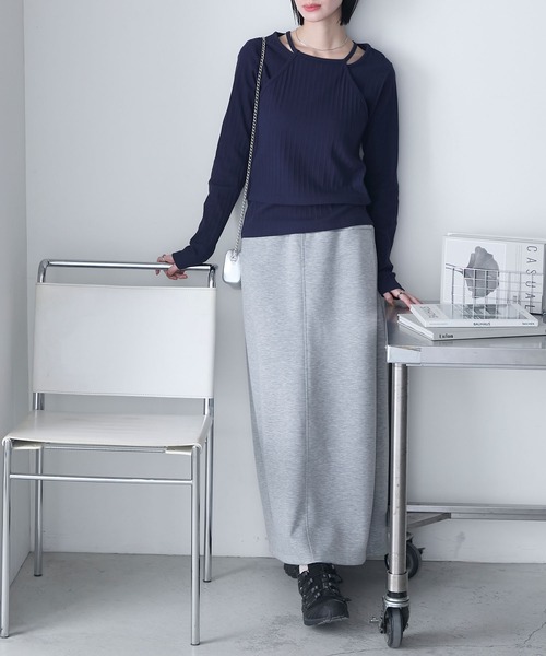 forksy.(フォルクシー)の「【forksy.】ホルターネック リブ レイヤードトップス(Tシャツ/カットソー・レディース・オフホワイト/ネイビー/ブラウン・FREE)」の16枚目の写真