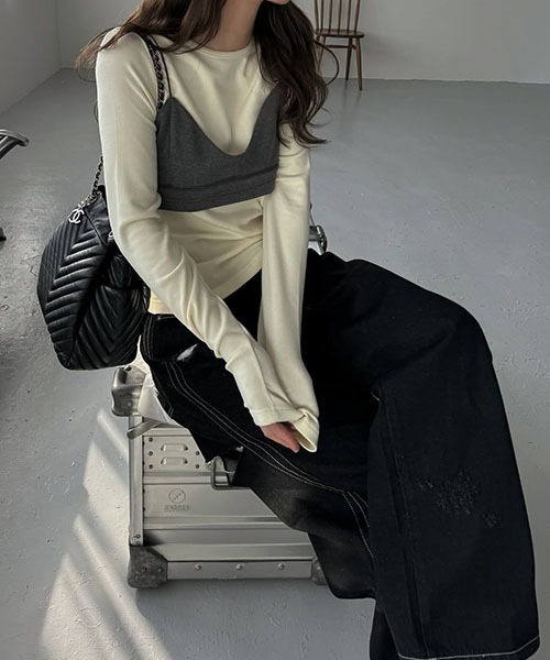 WILLFULLY（ウィルフリー）の「decoration stitch smooth bustier（その他トップス・レディース・ブラック/ホワイト/レモンイエロー/チャコール・FREE）」の20枚目の写真