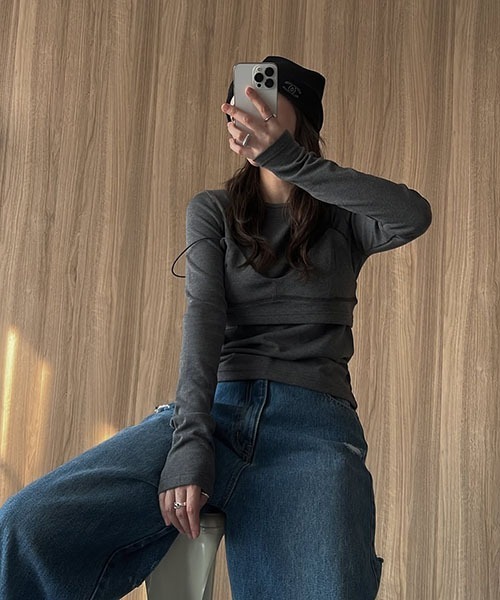 WILLFULLY（ウィルフリー）の「decoration stitch smooth bustier（その他トップス・レディース・ブラック/ホワイト/レモンイエロー/チャコール・FREE）」の16枚目の写真