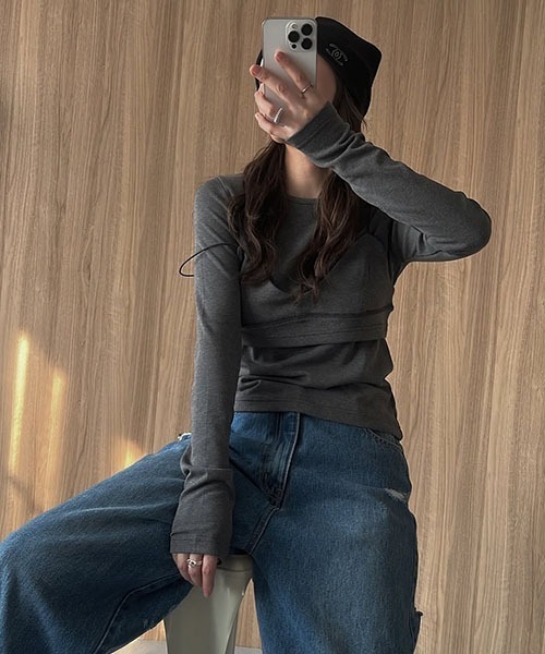 WILLFULLY（ウィルフリー）の「decoration stitch smooth bustier（その他トップス・レディース・ブラック/ホワイト/レモンイエロー/チャコール・FREE）」の14枚目の写真