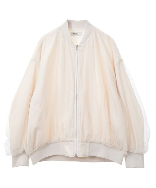 earth music&ecology(アースミュージックアンドエコロジー)の「チュールレイヤードMA-1(ブルゾン・レディース・アイボリー/ピンクベージュ/グレー/ブラック・FREE)」の9枚目の写真