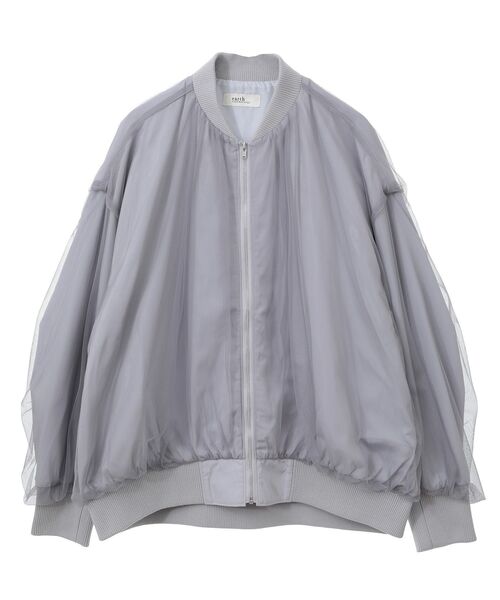 earth music&ecology(アースミュージックアンドエコロジー)の「チュールレイヤードMA-1(ブルゾン・レディース・アイボリー/ピンクベージュ/グレー/ブラック・FREE)」の10枚目の写真