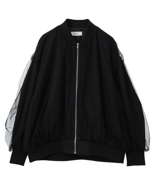 earth music&ecology(アースミュージックアンドエコロジー)の「チュールレイヤードMA-1(ブルゾン・レディース・アイボリー/ピンクベージュ/グレー/ブラック・FREE)」の11枚目の写真