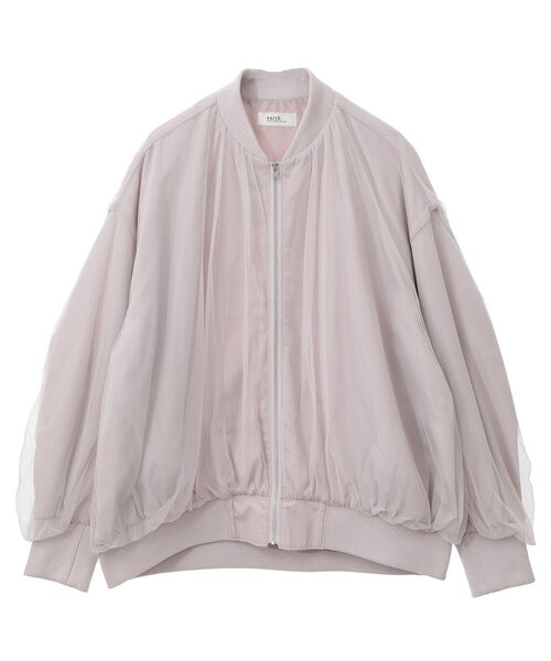 earth music&ecology(アースミュージックアンドエコロジー)の「チュールレイヤードMA-1(ブルゾン・レディース・アイボリー/ピンクベージュ/グレー/ブラック・FREE)」の12枚目の写真