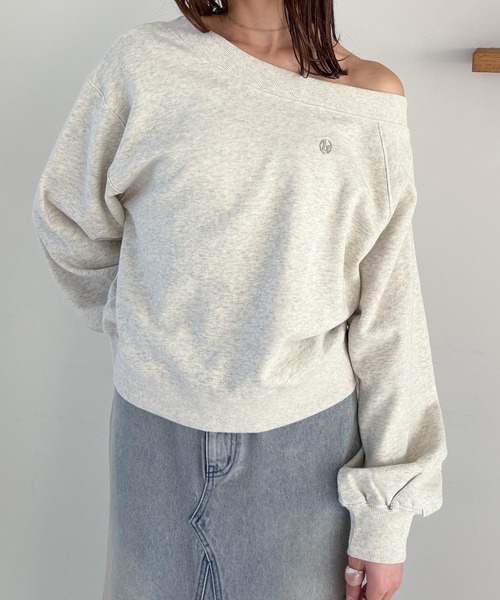 Heather（ヘザー）の「ワンショルプレート裏毛スウェット　323432（スウェット・レディース・グレー/オートミール/ブルー・FREE）」の3枚目の写真