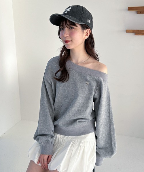 Heather（ヘザー）の「ワンショルプレート裏毛スウェット　323432（スウェット・レディース・グレー/オートミール/ブルー・FREE）」の2枚目の写真