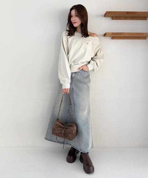 Heather（ヘザー）の「ワンショルプレート裏毛スウェット　323432（スウェット・レディース・グレー/オートミール/ブルー・FREE）」の19枚目の写真