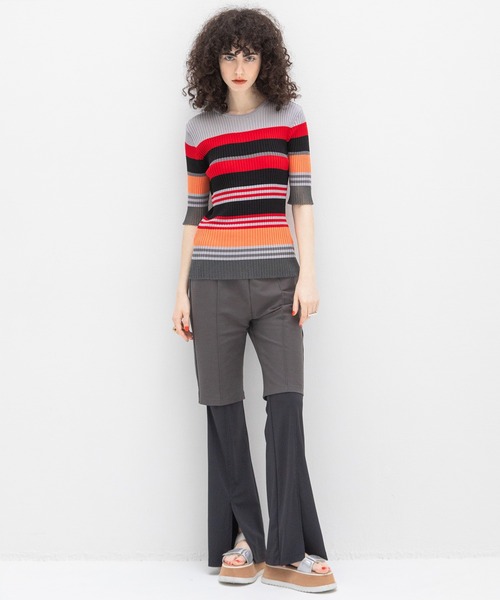 AULA AILA（アウラアイラ）の「マルチボーダーニット（ニット/セーター・レディース・ブラック/グレー/オフホワイト・0）」の9枚目の写真