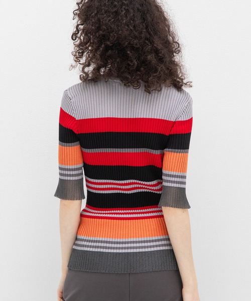 AULA AILA（アウラアイラ）の「マルチボーダーニット（ニット/セーター・レディース・ブラック/グレー/オフホワイト・0）」の6枚目の写真