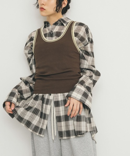 KBF / ケービーエフ シアーチェックBIGシャツ KBF｜シアーチェックBIGシャツ | Rakuten Fashion(楽天