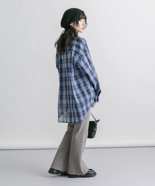 ブラウス シャツ シアーチェックBIGシャツ レディース SpRay ブラウス シャツ シアーチェックBIGシャツ レディース
