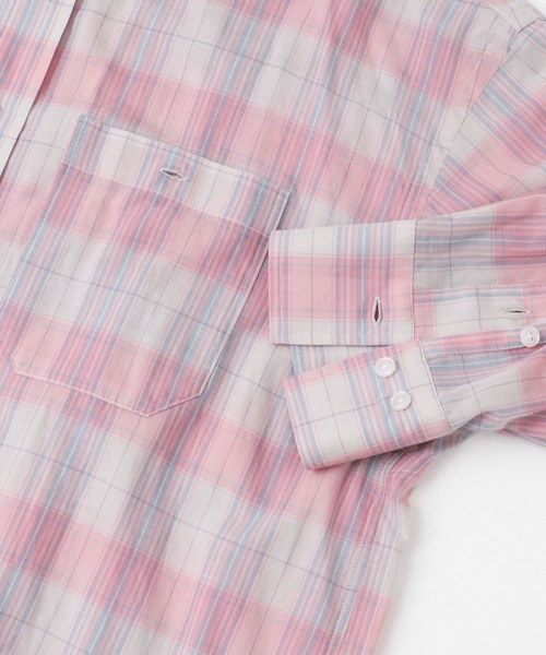 KBF(ケイビーエフ)の「シアーチェックBIGシャツ(シャツ/ブラウス・レディース・ブラック系その他/ブルー系その他/ピンク系その他・ONE)」の16枚目の写真