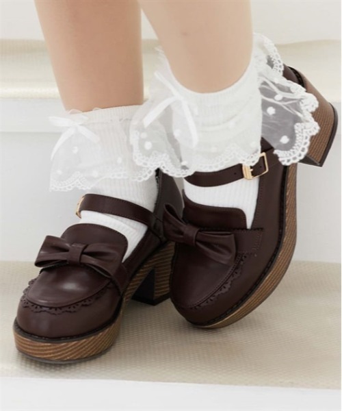 axes femme POETIQUE(アクシーズファムポエティック)の「ガーリーリボンローファー(ローファー・レディース・ピンク/ブラウン・LARGE/MEDIUM)」の1枚目の写真