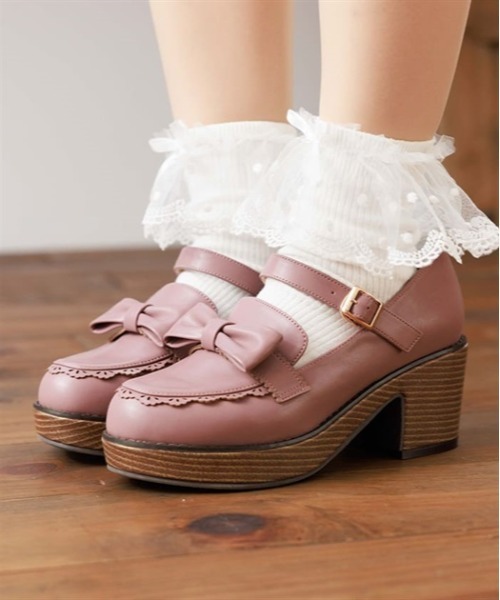 axes femme POETIQUE(アクシーズファムポエティック)の「ガーリーリボンローファー(ローファー・レディース・ピンク/ブラウン・LARGE/MEDIUM)」の2枚目の写真