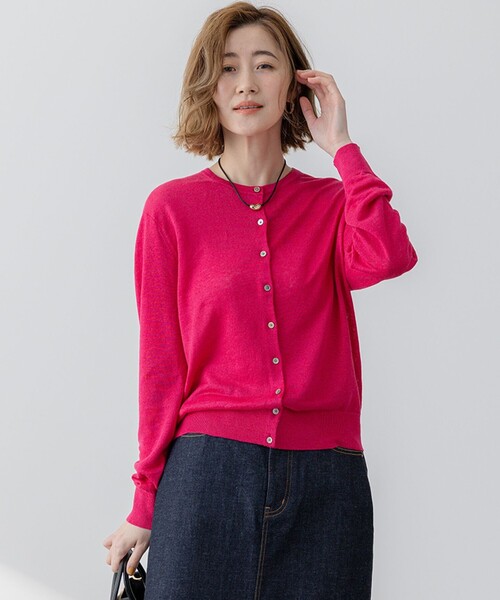 23区（ニジュウサンク）の「【Oggi6月号掲載】ピュアリネンハイゲージ カーディガン（カーディガン/ボレロ・レディース・ベージュ系/ローズ系/ブラック系・38/40）」の3枚目の写真