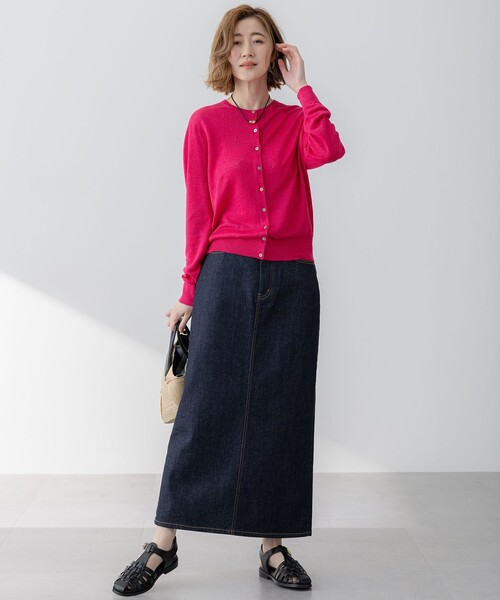 23区（ニジュウサンク）の「【Oggi6月号掲載】ピュアリネンハイゲージ カーディガン（カーディガン/ボレロ・レディース・ベージュ系/ローズ系/ブラック系・38/40）」の4枚目の写真