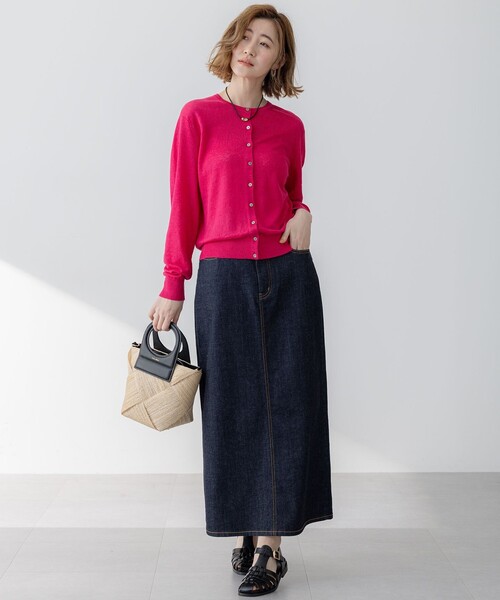 23区（ニジュウサンク）の「【Oggi6月号掲載】ピュアリネンハイゲージ カーディガン（カーディガン/ボレロ・レディース・ベージュ系/ローズ系/ブラック系・38/40）」の5枚目の写真