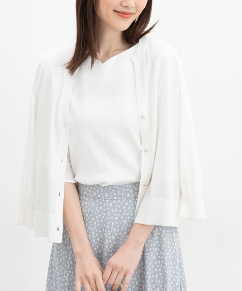 Honeys(ハニーズ)の「【UVカット・吸水速乾】6分袖パール付トップス(Tシャツ/カットソー・レディース・アイボリー/サックスブルー/ブラック/グリーン系その他・3L/L/LL/M/S)」の8枚目の写真
