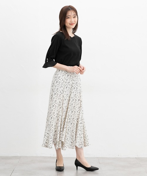 Honeys(ハニーズ)の「【UVカット・吸水速乾】6分袖パール付トップス(Tシャツ/カットソー・レディース・アイボリー/サックスブルー/ブラック/グリーン系その他・3L/L/LL/M/S)」の9枚目の写真