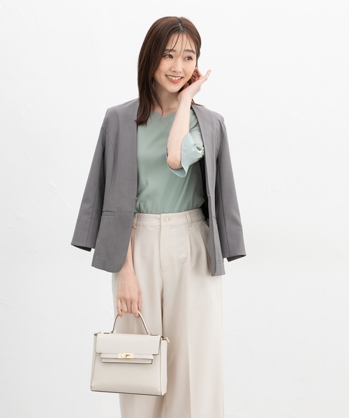 Honeys(ハニーズ)の「【UVカット・吸水速乾】6分袖パール付トップス(Tシャツ/カットソー・レディース・アイボリー/サックスブルー/ブラック/グリーン系その他・3L/L/LL/M/S)」の14枚目の写真