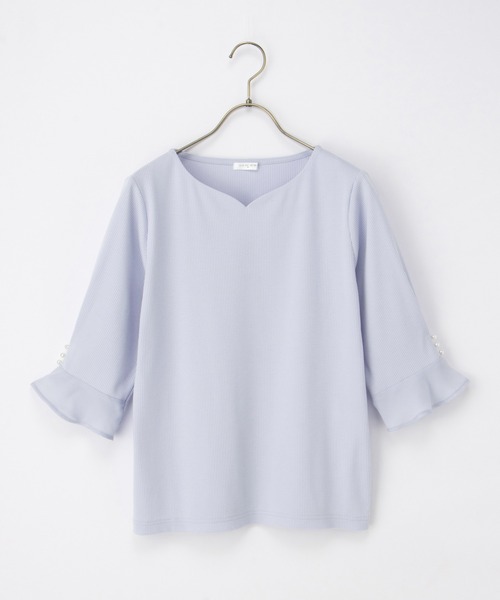 Honeys(ハニーズ)の「【UVカット・吸水速乾】6分袖パール付トップス(Tシャツ/カットソー・レディース・アイボリー/サックスブルー/ブラック/グリーン系その他・3L/L/LL/M/S)」の20枚目の写真