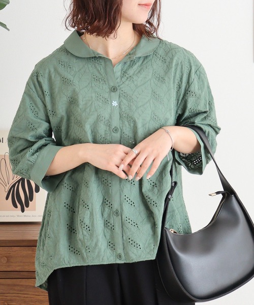 Emago(イマゴ)の「EMAGO 透かし刺繍シャツ(シャツ/ブラウス・レディース・ラベンダー/グレー/グリーン・FREE)」の10枚目の写真