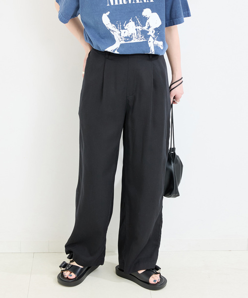 B.C STOCK（ベーセーストック）の「《追加2》手洗い可 / セルロースワイドパンツ（スラックス・レディース・ブラック/ベージュ系その他/カーキ/ブルー系その他・FREE）」の22枚目の写真