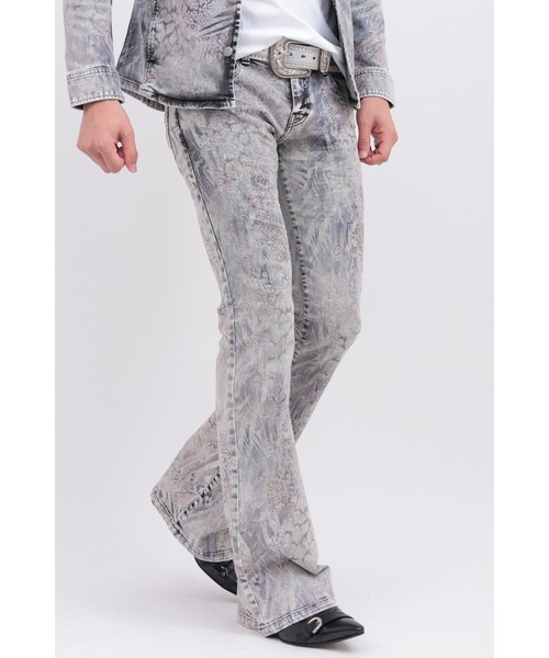 TORNADO MART（トルネードマート）の「ｱﾆﾏﾙｲﾝｸｼﾞｪｯﾄﾍﾞﾙﾎﾞﾄﾑ（デニムパンツ・メンズ・ブラック/グレー・S/LL/L/M）」の2枚目の写真